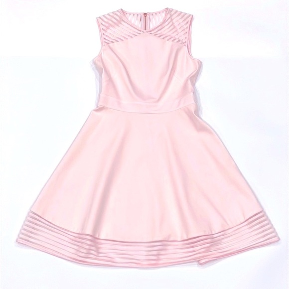Ted Baker Eleese Mesh Detail Skater Baby Pink Dress - Picture 1 of 10